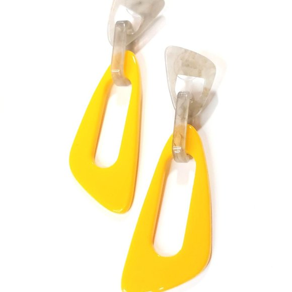 Retro Atomic Midcentury Modern Pinup Girl Acrylic Earrings - Picture 2 of 2